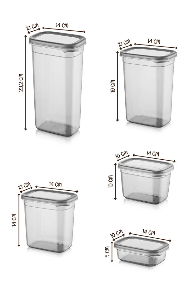30'lu Peggy Dikdörtgen Saklama Kutusu Seti 6x(1,9 1,5 1,15 0,8 0,4 LİTRE) Serigrafi Etiketli